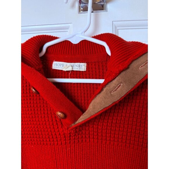 Hope & Henry Youth Boy's Red Sweater wth Elbow Pads and Wooden Buttons SZ S - Picture 4 of 11